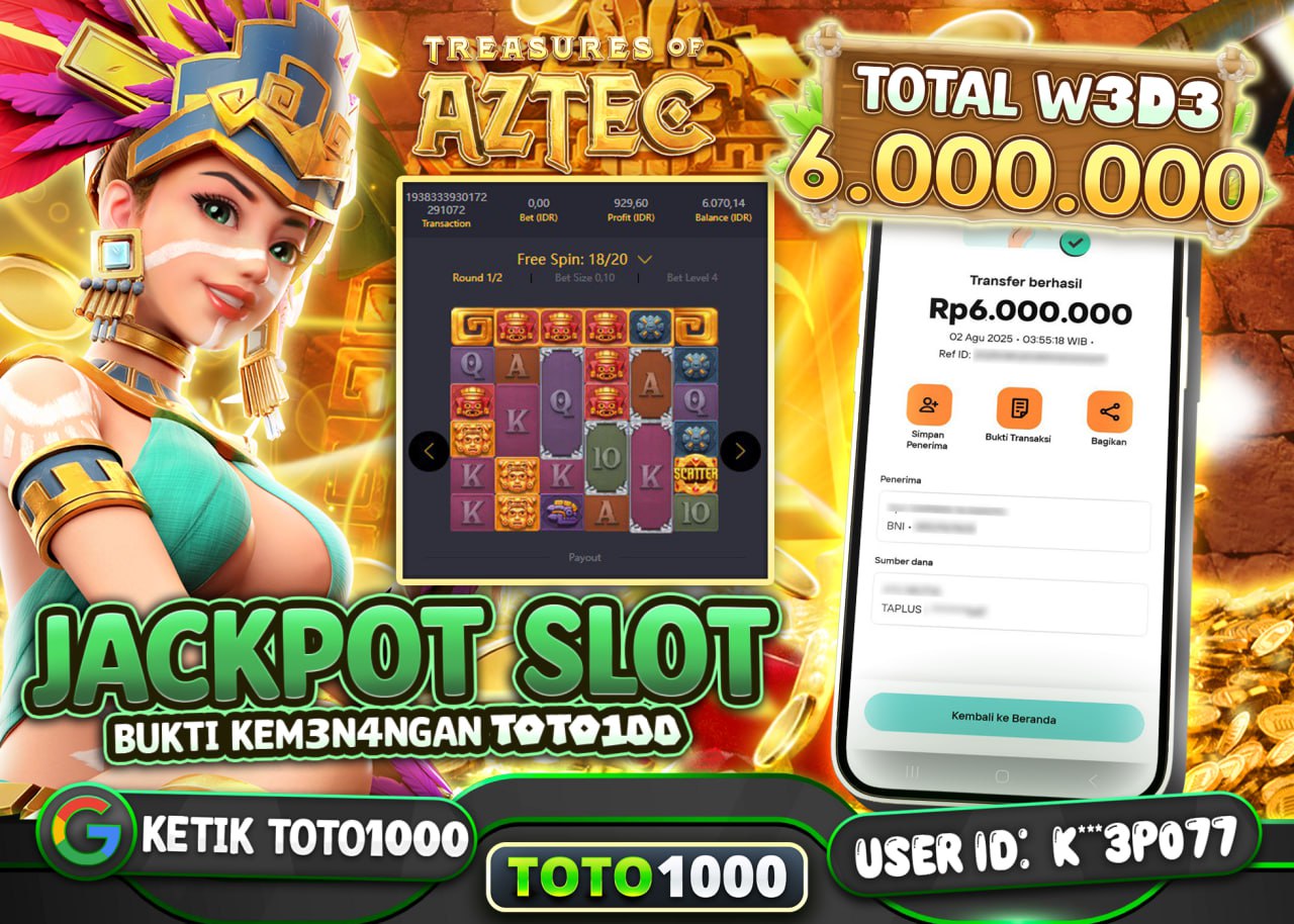 K***3PO777 JACKPOT SLOT TREASURES OF AZTEC Rp.6.000.000 - LUNAS	