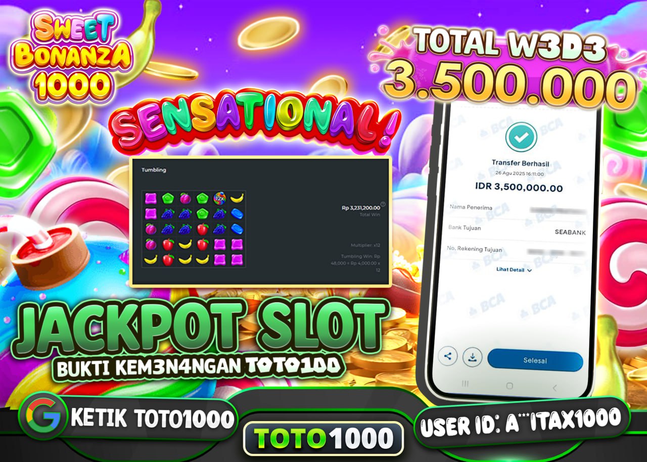 A***ITAX1000 JACKPOT SWEET BONANZA 1000 Rp 3.500.000 - LUNAS
