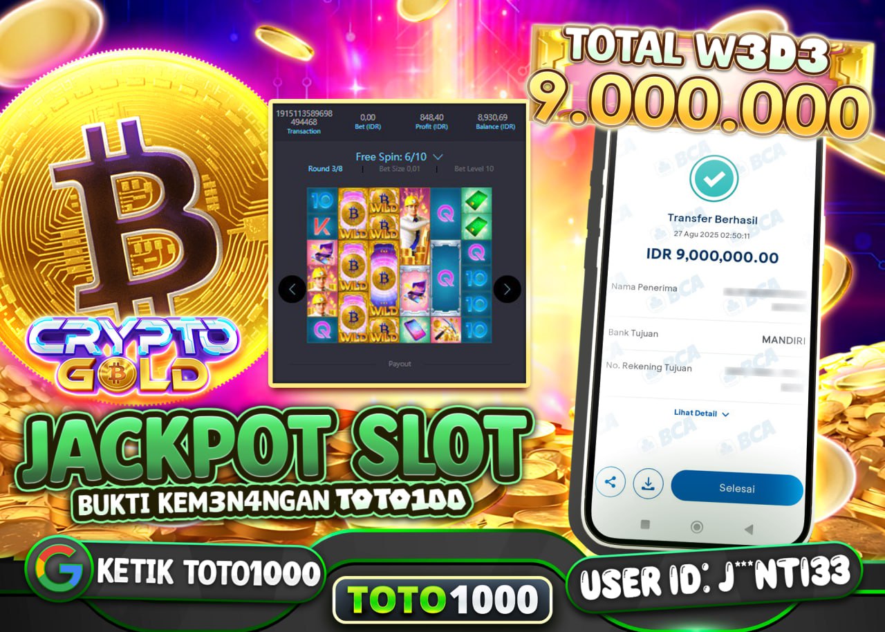 J***NTI33 JACKPOT CRYPTO GOLD Rp.9.000.000 - LUNAS