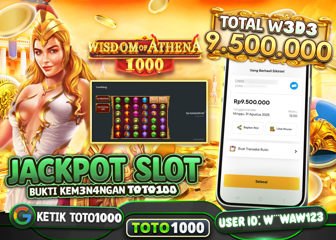 W***WAW123 JACKPOT WISDOM OF ATHENA Rp.9.500.000 - LUNAS